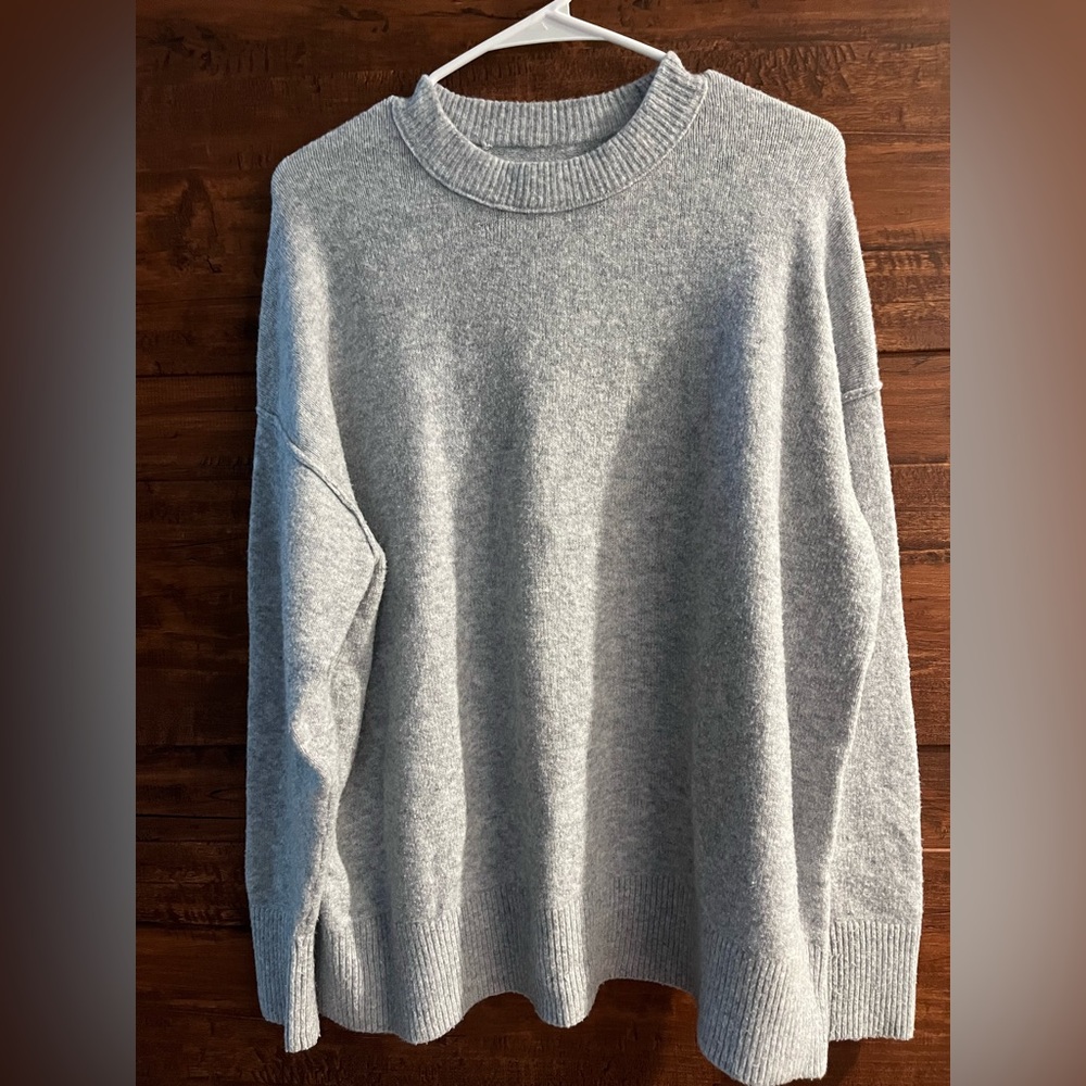 Aerie Gray Crewneck Sweater Soft Knit Casual - Size M